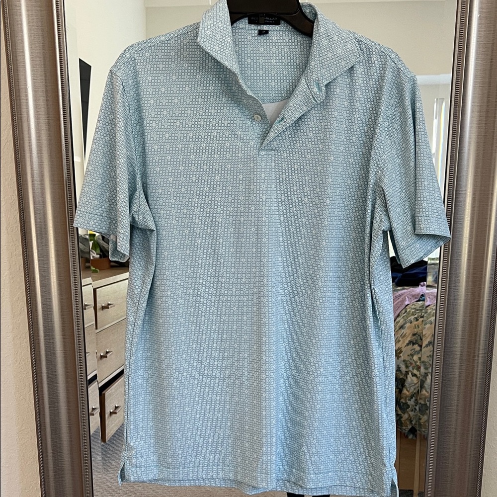 Peter Millar Light Blue Geometric Polo Shirt